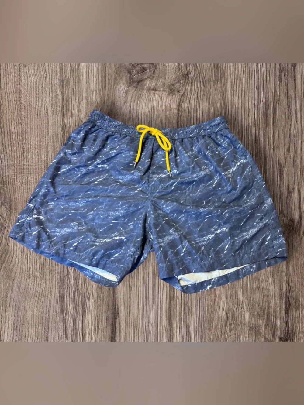 Boggi Milano men's print swim shorts marbled blue pattern SZ XL